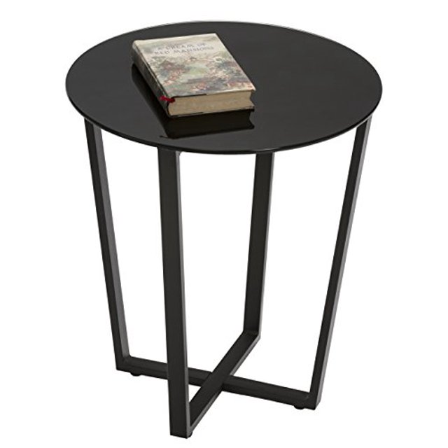 Mango Steam Metro Glass End Table - Black Top/Black Base