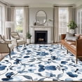 thumbnail image 3 of Spring Floral Area&nbsp;Rug 8x10ft Dark Blue Flowers Green Leaves Watercolor Farmhouse Non-Slip&nbsp;Washable Square&nbsp;Rugs Soft Felt Indoor Floor Mat for Bedroom Kitchen Living Room Bathroom, 3 of 9