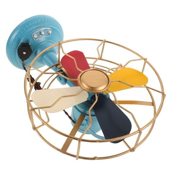 SOPOTUTU Vintage Style Table Fan with Antique Metal Finish, Decorative Ornament for Home and Interior Design