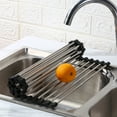 thumbnail image 5 of Foldable Stainless Steel Sink Drying Rack | Roll-Up Kitchen Drainer Mat for Countertops | Space-Saving Dish Drying Rack for Dishes & Cookware | Multi-Purpose Kitchen Organizer, 5 of 7