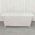 thumbnail image 2 of Efavormart 6ft White Crushed Velvet Stretch Fitted Rectangular Table Cover, 2 of 5