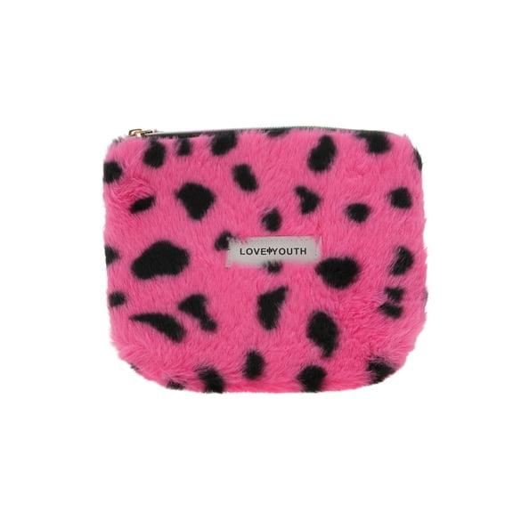 Unique Bargains 1 Pc Small Heart Drawstring Makeup Bag for Vacation Business Travel Plush Rose Red