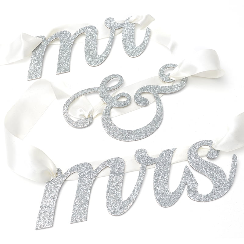 Chair Signs MR & MRS Paper Party Supplies Bunting Banner For Wedding Q 