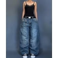 thumbnail image 2 of Y2K Street nueva moda azul lavado pantalones vaqueros holgados mujeres estilo Harajuku Vintage Hip Hop Popular gótico alta cintura pantalones de pierna ancha, 2 of 7
