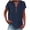 Blue, variant on Cotton linen tops for women Button Down Linen Shirt Short Sleeve V Neck Shirts Solid Color Comfy Tops Summer Casual Dressy Tunic Top