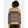 thumbnail image 4 of Time and Tru Women's and Women's Plus Fair Isle Pullover Sweater, Midweight, Sizes XS-4X, 4 of 7