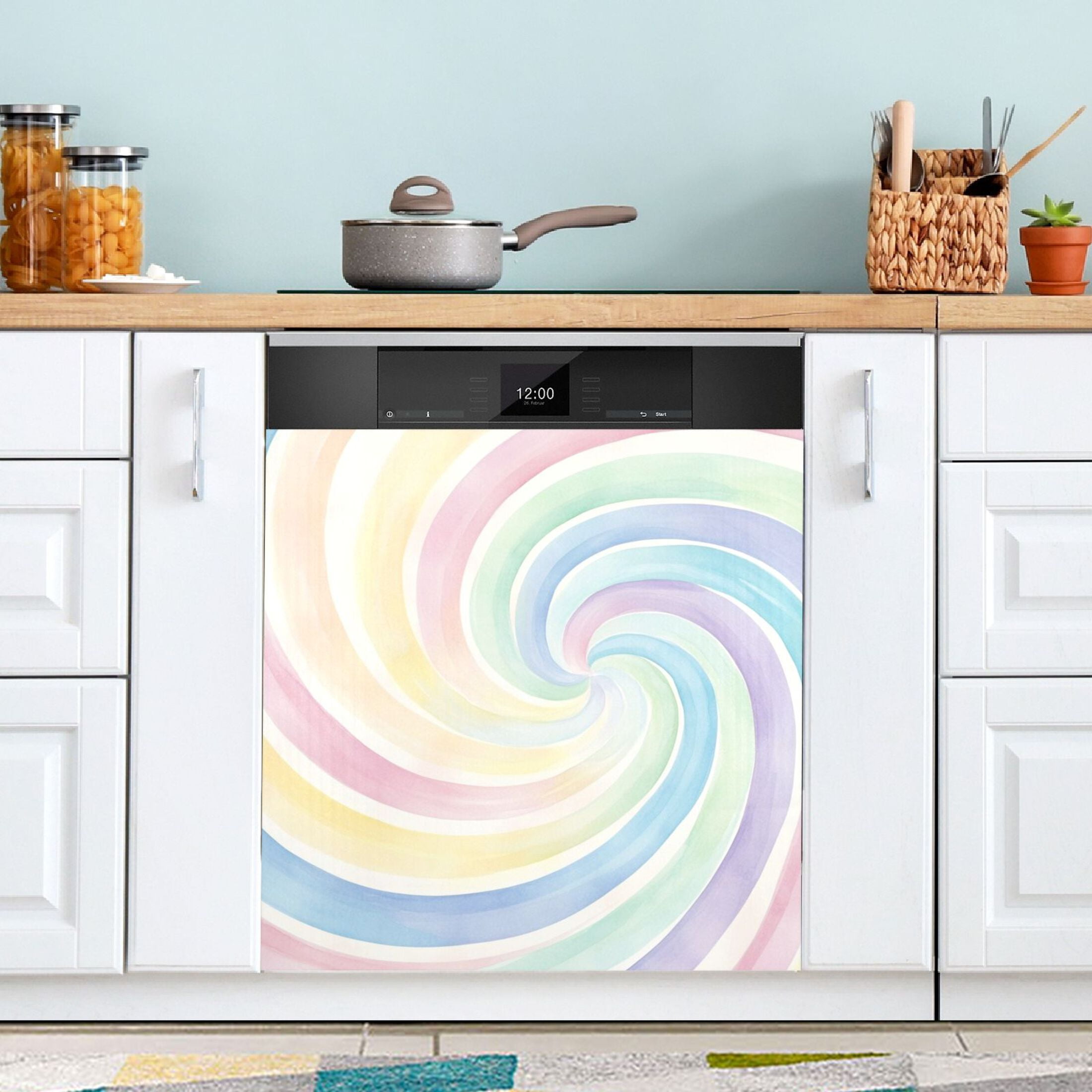 Dishwasher Magnetic Sticker 23x26 Inch Refrigerator Magnetic Sticker Washing Machine Magnetic Sticker Kitchen Panel Magnetic Sticker Home Decor Cute Color Swirl