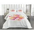 thumbnail image 3 of Ambesonne Pastel Quilted Bedspread Set 3 Pcs, Watercolor Rose Bouquet, King Size, Multicolor, 3 of 5