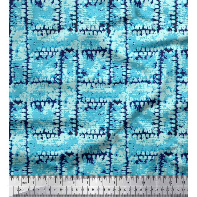 Soimoi Poly Georgette Fabric Basketweave Tie-Dye Print Fabric by The Yard 52 Inch Wide