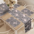 thumbnail image 2 of Ambesonne Pink Floral Table Runner & Placemats, Creative Bindweed Motif, Placemat 4 pcs + Runner 16"x90", Blush Champagne, 2 of 2