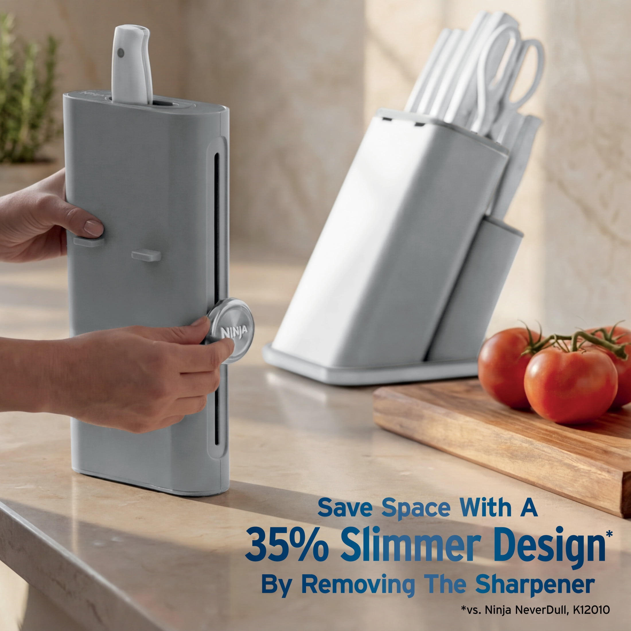 Ninja NeverDull Razor-Sharp 11-Piece Knife System with Removable Sharpener, Laser-Cut Blades, NK12011GY1, Light Gray