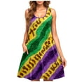 thumbnail image 2 of Dresses Under $10! Xqxayjr Women's Mardi Gras Sundress with Pockets Sleeveless Flowy Swing Cute Graduation Dress Summer Casual Knee Length Carnival Parade Party Midi Tank Spring Dresses, 2 of 5