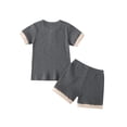 thumbnail image 2 of Xingqing Toddler Baby Boy Girl Summer Short Set Unisex Ribbed Short Sleeve T-Shirt Tops+Short Pants Outfits, 2 of 6