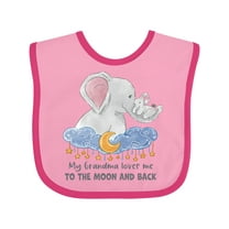 Inktastic My Grandma Loves Me to the Moon and Back Elephant Family Boys or Girls Baby Bib