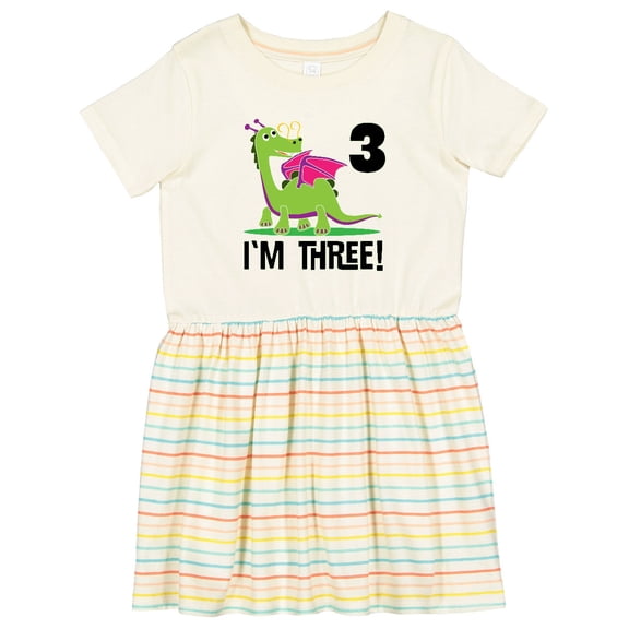Inktastic 3rd Birthday Girl Dragon Girls Toddler Dress