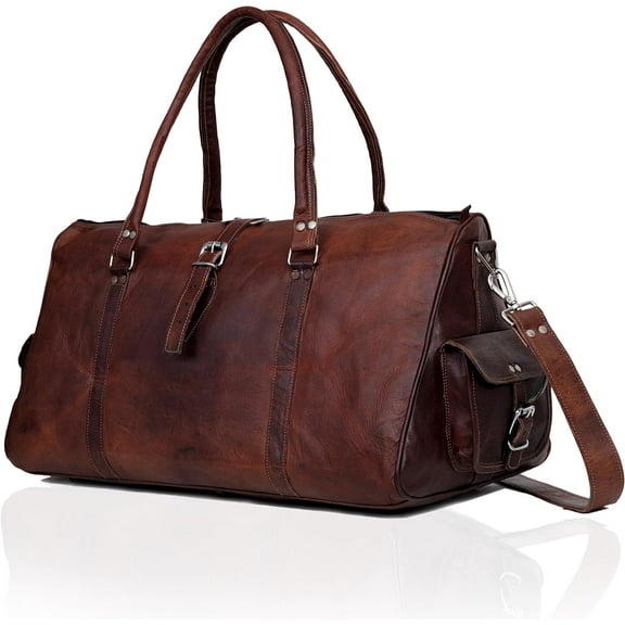 Leather Travel Duffle Bag Gym Overnight Weekend Luggage Carry on Airplane Underseat Bag