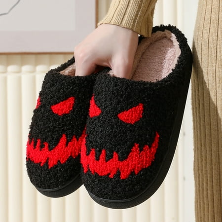 

Xysaqa Women Slippers Bedroom Slippers Women Christmas Ghost Face Warm Winter Cotton Slippers Men Women Couple Models Home Indoor Cotton Slippers Soft Bottom Plush Warm Cotton Slippers Walking Shoes
