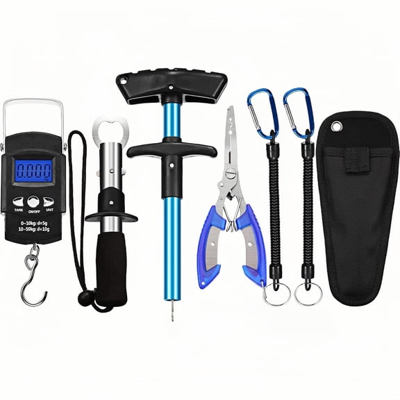 Fishing Tools Kit - Fishing Plier with Lanyards & Sheath, Fish Lip Gripper, Fishing Hook Remover, Electronic Fish Scale, Lanyards
