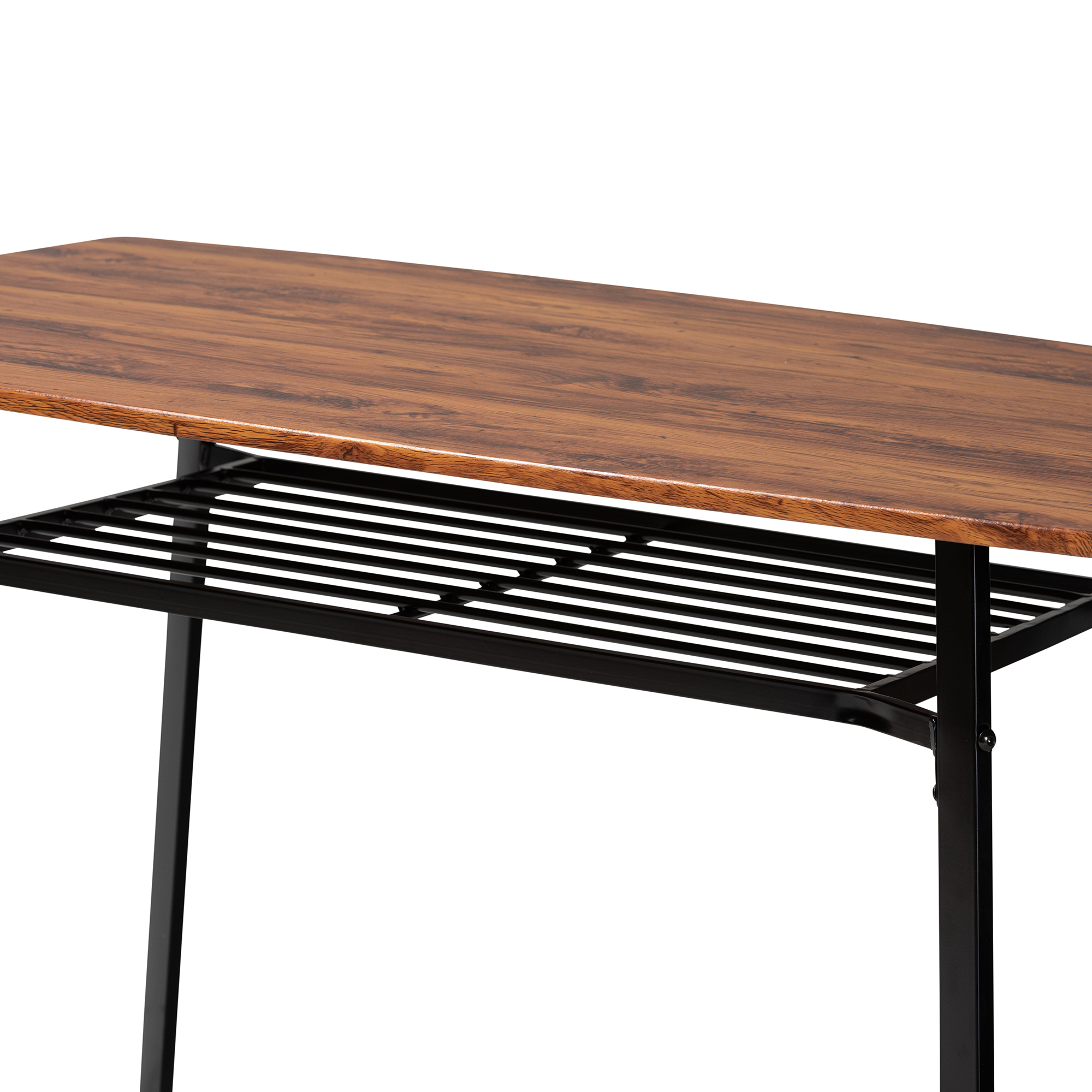 Baxton Studio Elida Modern and Contemporary Walnut Brown Finished Wood and Black Metal 5-Piece Dining Set