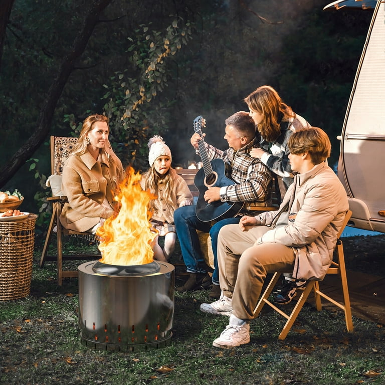 Gymax 19.5'' Bonfire Smokeless Stainless Steel Firepit Wood