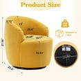 thumbnail image 3 of PORKISS Swivel Accent Chair, Armchair with Teddy Fabric, Barrel Chair with Black Powder Coating Metal Ring for Living Room, Bedroom, Yellow, 3 of 7