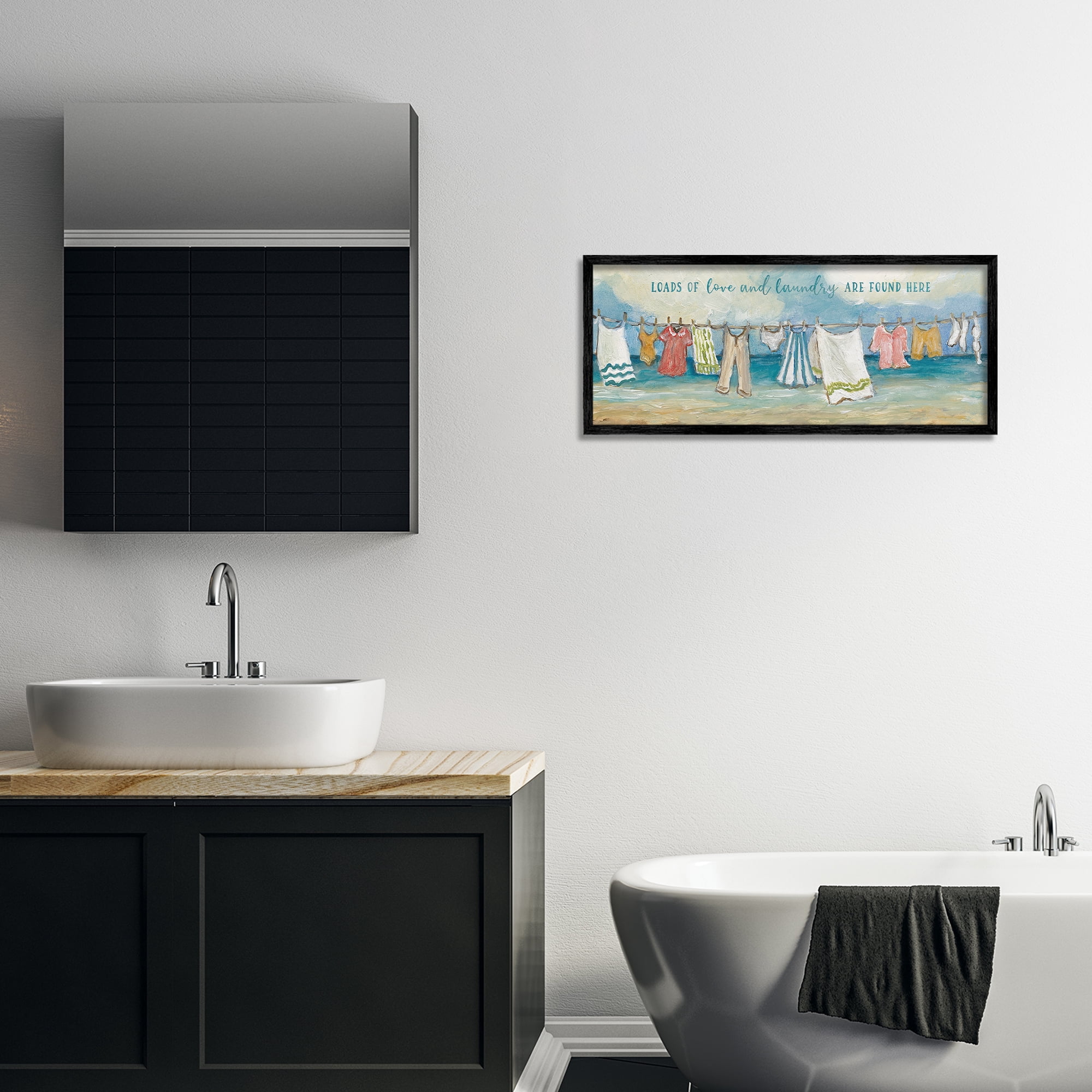 Stupell Industries Laundry By The Sea Black Framed Giclee Art, design by Charlene Olson