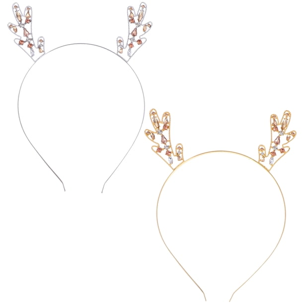 2 piezas diademas de lujo cuernos de reno Navidad diademas accesorios para el cabello