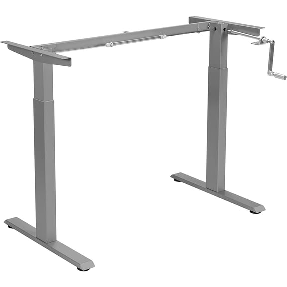 Hand Crank Stand Up Desk Frame, Manual Height Adjustable Standing Workstation with Foldable Crank Handle, Cable Management Tray, Headphone Hook, Ergonomic Sit Stand Desk Frame for Home Office