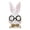 B, variant on Easter Bunny Figurine Glasses-Wearing Adorable Rabbit Desktop Decoration Home Wooden Sculpture Holiday Ornament