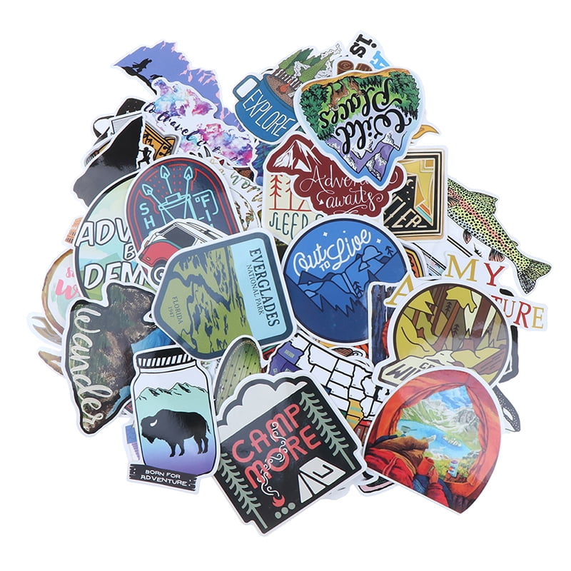 65Pcs Hiking Travel Stickers Adventure Outdoor Landscape Waterproof PVC Decal NP 