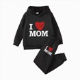 thumbnail image 5 of NOLDARES Kids Boys And Girls Clothes Letter Print Hoodie Sweatshirts and Pant 2Pcs Fall Outfits Set(Y152-Black), 5 of 5