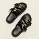 thumbnail image 1 of Sandalias de plataforma para mujer, sandalias romanas con hebilla de metal de moda retro para mujer, chanclas casuales de playa de verano para mujer, zapatillas planas para mujer, 1 of 6