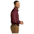 thumbnail image 3 of Port Authority Men's Long Sleeve Carefree Poplin Classic Fit Shirt Burgundy X-Small, 3 of 4