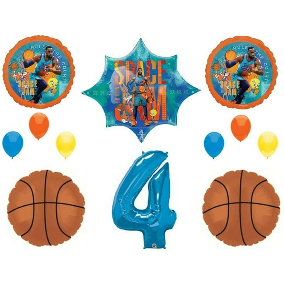 Space Jam 2 4th Birthday Looney Tunes Party Basketball balloons Decoration Bugs