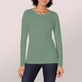 thumbnail image 5 of Women's Long Sleeve Cotton T-Shirt, Lightweight Crewneck Tee, Modern Fit, 5 of 16