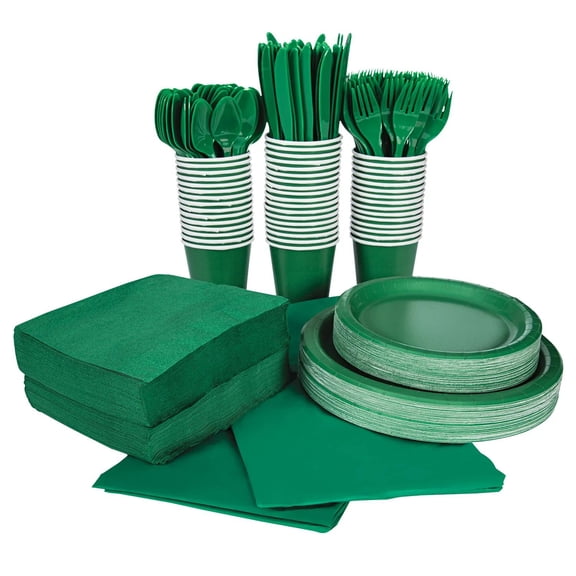396 Pc. Green Tableware Kit for 48 Guests