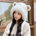 thumbnail image 2 of Gorro de felpa con orejas de oso lindo de estilo coreano para mujer, protección para las orejas de invierno que combina con todo, punta cerrada, grueso y cálido, gorro Lei Feng, 2 of 5