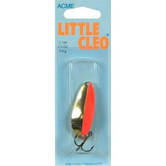 Acme Tackle Little Cleo Fishing Spoon Gold & Flo Orange 1/3 oz.