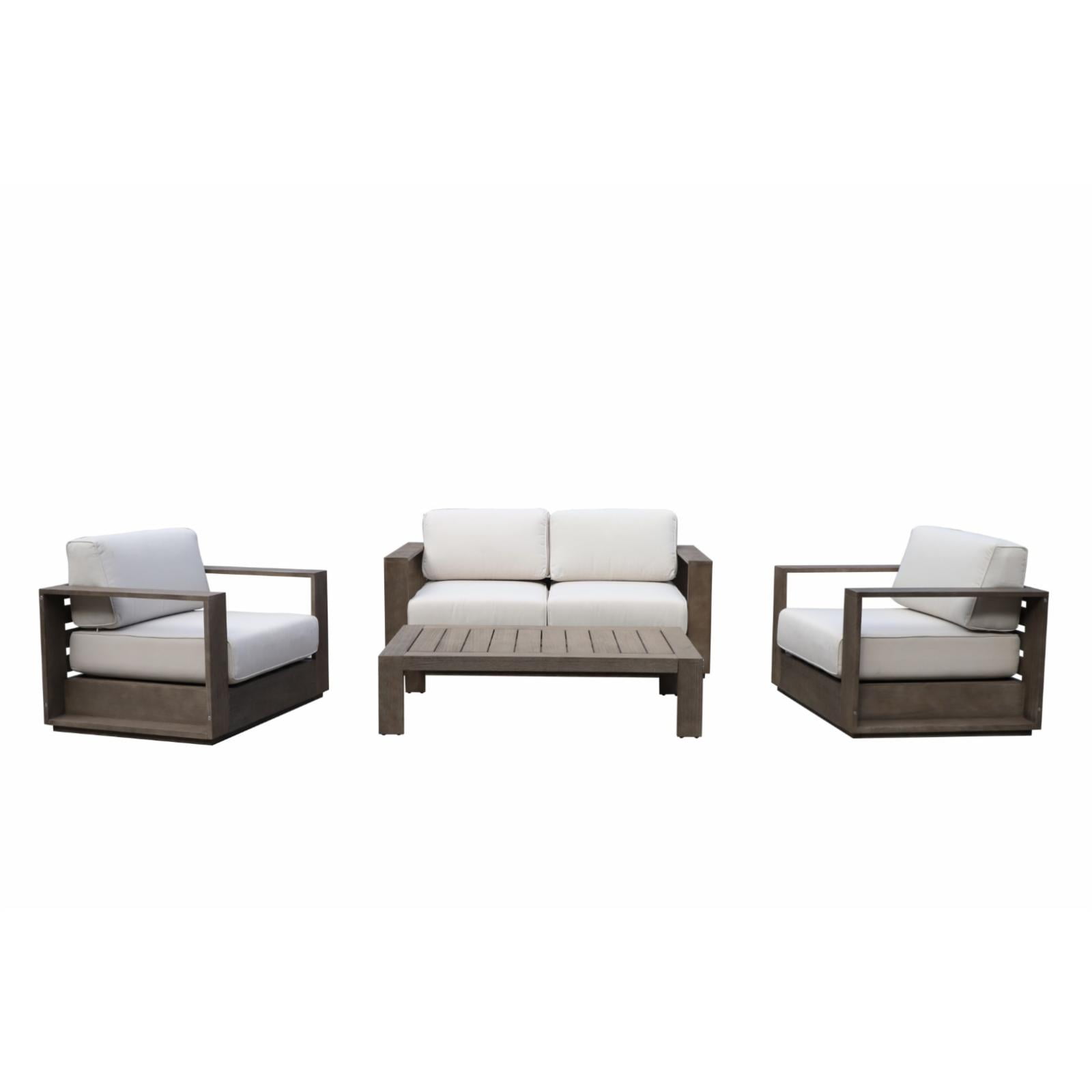 Pangea Home Harbor 4 Piece Eucalyptus Wood Sofa Conversation Set