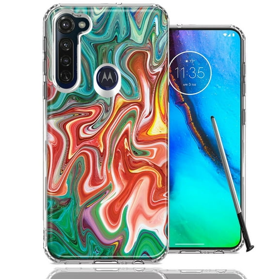 MUNDAZE For Motorola Moto G Stylus Green Pink Abstract Design Double Layer Phone Case Cover