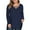 Long Sleeve Navy Blue, variant on JYLFC Plus Size Shirts for Women Criss Cross Neck Long Sleeve T-Shirts, Black 3XL