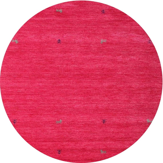 Ahgly Company Machine Washable Indoor Round Contemporary Ferrari Red Area Rugs, 6' Round
