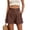 Coffee, variant on WRFWUL Womens High Waist Shorts Elastic Smocked Waist Button Front Wide Leg Shorts Cuffed Hem Summer Comfy Lounge Pants