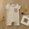 thumbnail image 2 of YUIVH Romper Casual Summer Jumpsuit Boys Girls Short Sleeve Striped Prints Romper With Pocket Jumpsuit Clothes Soft Comfort Toddler Jumpsuit, 2 of 6
