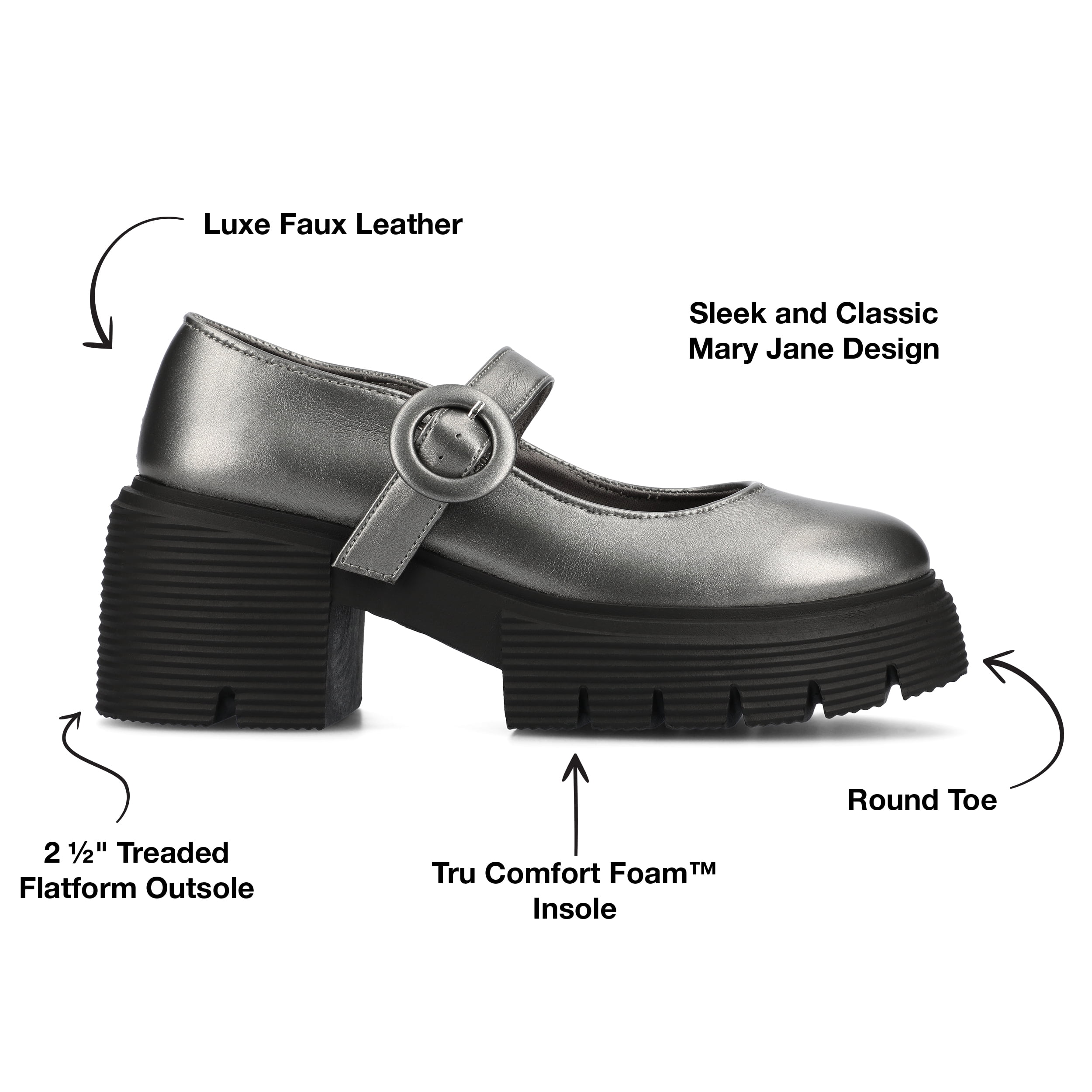 Journee Womens Zarynn Treaded Outsole Platform Mary Jane