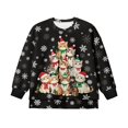 thumbnail image 4 of Xoenoiee Christmas Cat Snowflake Print Girls Oversized Crewneck Sweatshirt Xmas Y2k Long Sleeve Side Slit Pullover Drop Shoulder Sweatshirt for Teen Girl, 5-6 Years, 4 of 7