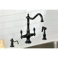 thumbnail image 3 of Kingston Brass KS1770ALBS Heritage Two-Handle 2-Hole Kitchen Faucet with Brass Sprayer in Matte Black, 3 of 7