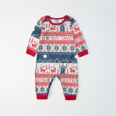 

women Christmas pajamas for family matching outfits son daughter sets soft Red Fashionable Christmas Print Family European And American Pajamas Parent-child Suit Baby