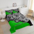 thumbnail image 3 of Erosebridal Dirt Bike Bedding Set Motocross Rider Comforter Set Extreme Sports Fluorescent Green Bedding Comforter Sets Motorbike Racing Moves Duvet Set, Full Size, 3 of 5