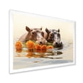 thumbnail image 2 of Designart "Romantic Serenade along Grey Rivers" Animals Framed Wall Art Decor - Modern Grey Hippopotamus Hallway Framed Wall Art Decor, 2 of 6